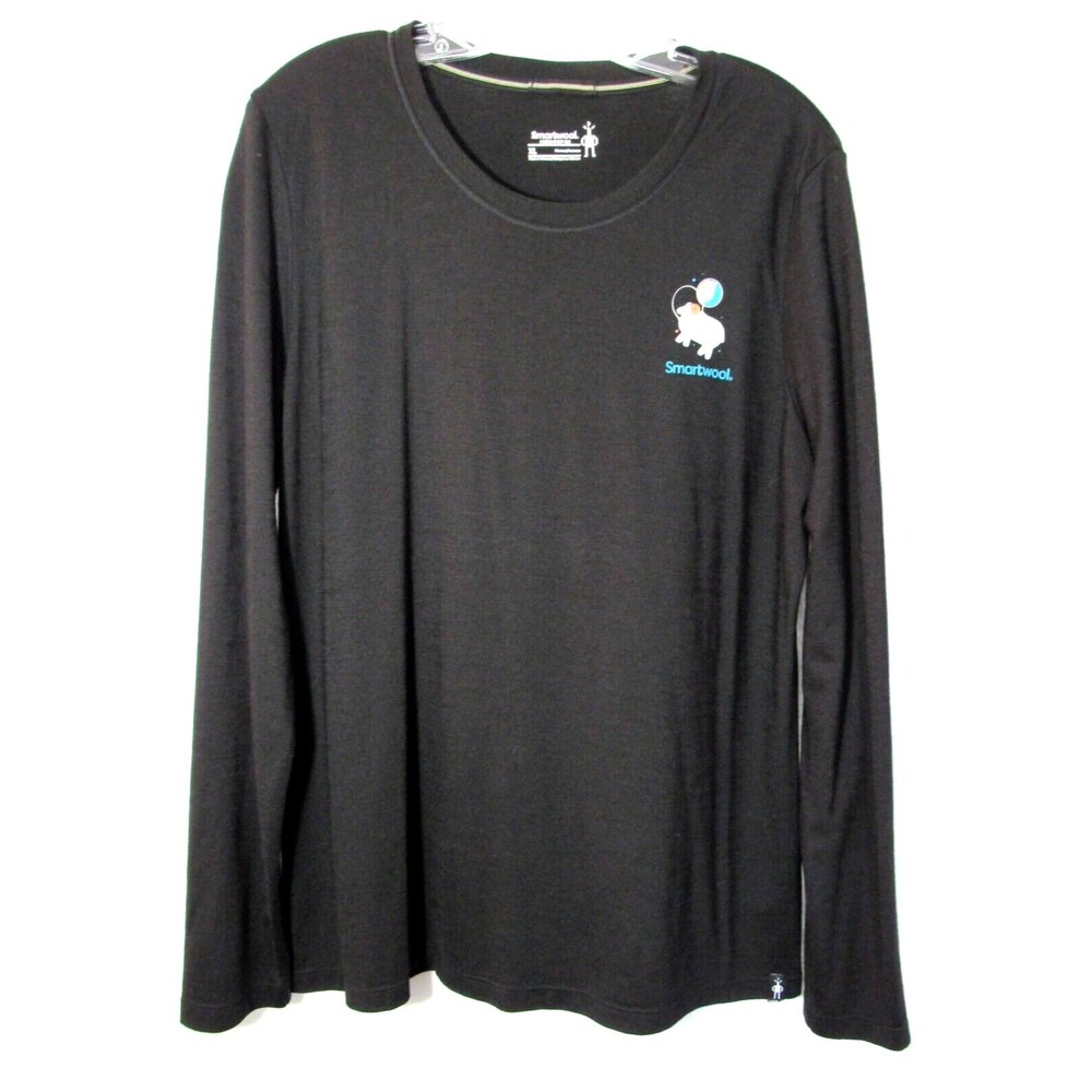Smartwool Black One Small Step For Sheep Merino Sport 150 Wool Shirt XL EUC